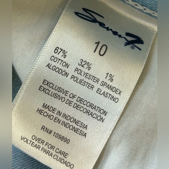 Seven7 Weekend Raw Hem Stretch Denim Shorts Icy2 Blue Rainbow Stripes Women’s 10 - Picture 7 of 7